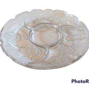 Vintage Clear Glass Appetizer Tray, 14"